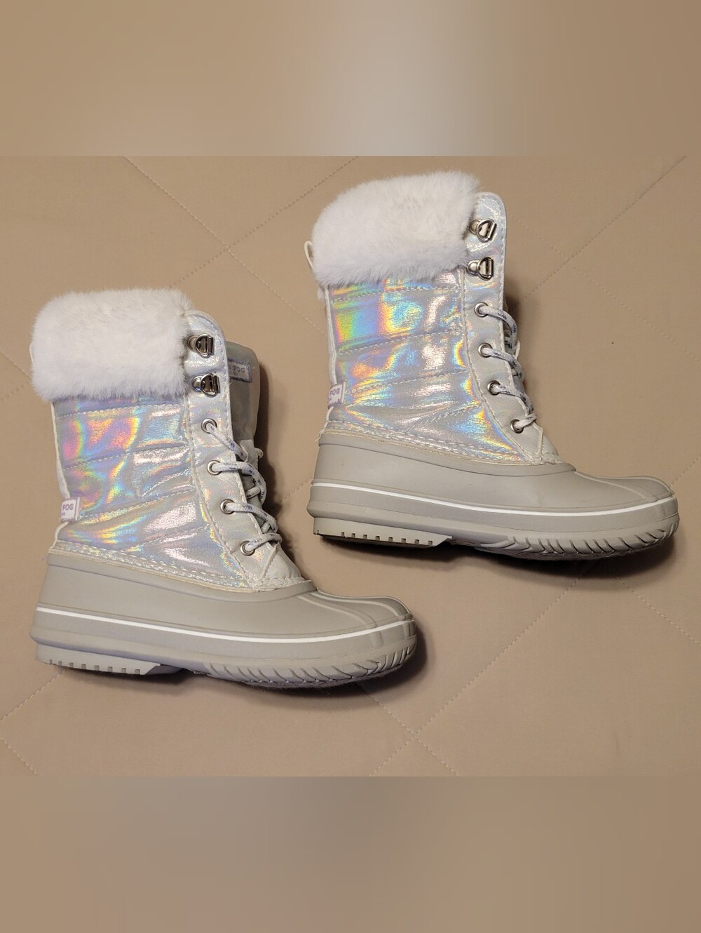 Little Girls London Fog Ely Faux Fur Iridescent Warm Boot Size 1
